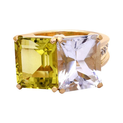 Ring - Crystal, Lemon Quartz And Diamond (2199Q)