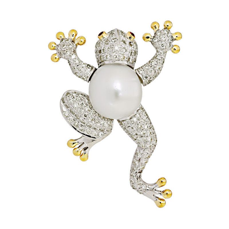 Brooch - Ruby, South Sea Pearl and Diamond | Singhvi Jewels