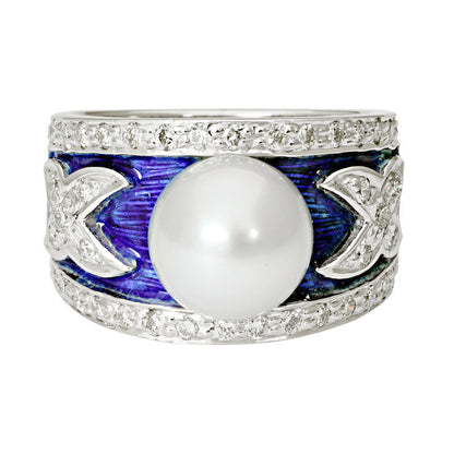Ring - South Sea Pearl and Diamond (Enamel) | Singhvi Jewels