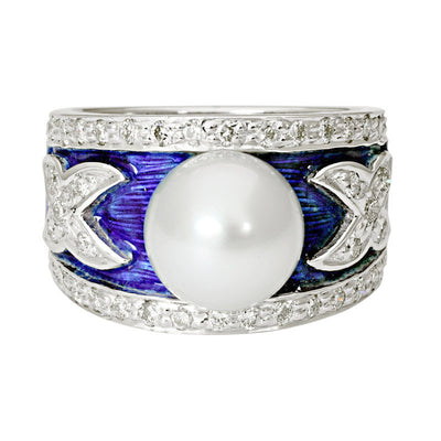 Ring - South Sea Pearl And Diamond (Enamel)