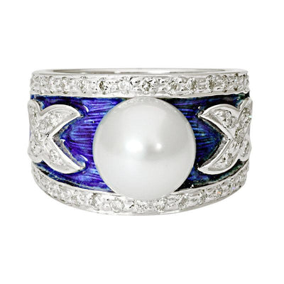 Ring-South Sea Pearl and Diamond (Enamel)  (220MS)