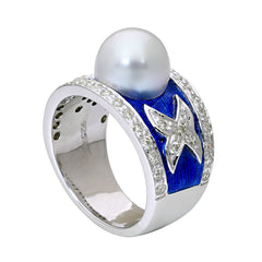 Ring-South Sea Pearl and Diamond (Enamel)