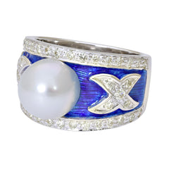 Ring-South Sea Pearl and Diamond (Enamel)