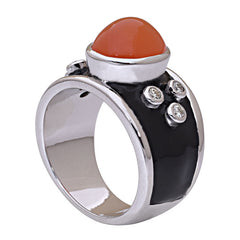 Ring-Cornelian and Diamond (Enamel)