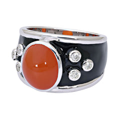 Ring-Cornelian and Diamond (Enamel)