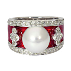 Ring-South Sea Pearl and Diamond (Enamel)