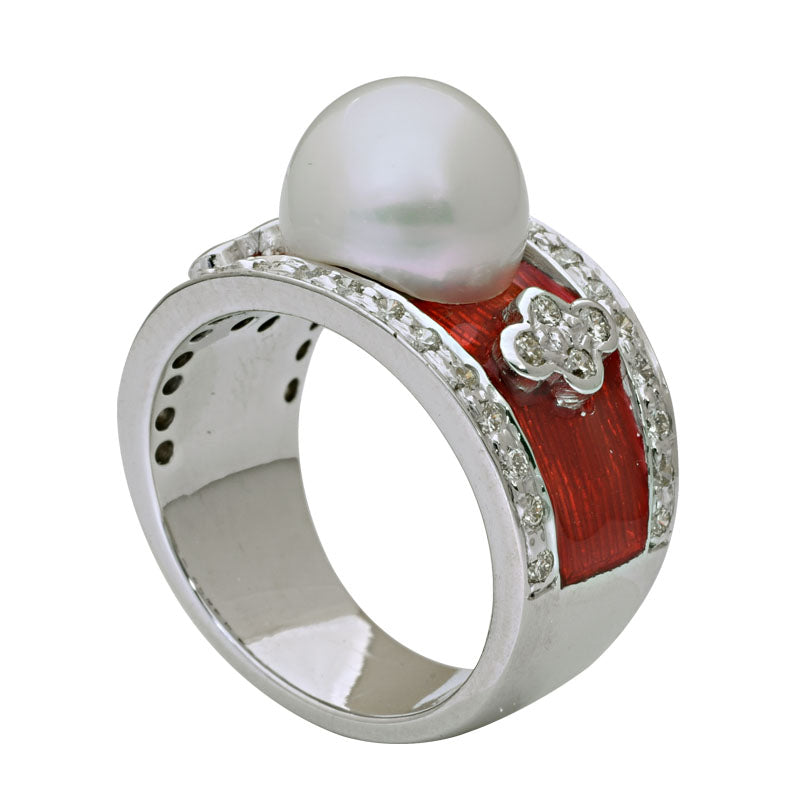 Ring-South Sea Pearl and Diamond (Enamel)