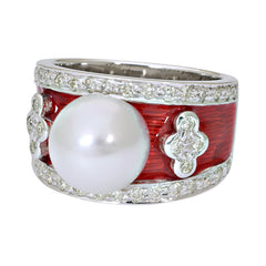 Ring-South Sea Pearl and Diamond (Enamel)