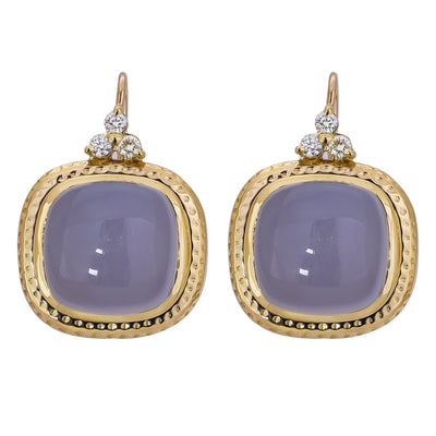 Earrings - Chalcedony And Diamond