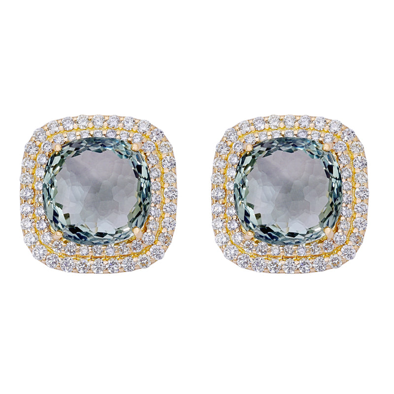 Earrings- Green Quartz and Diamond