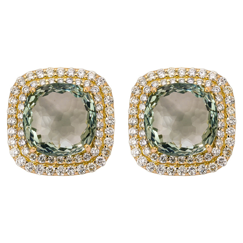 Earrings - Green Quartz and Diamond | Singhvi Jewels
