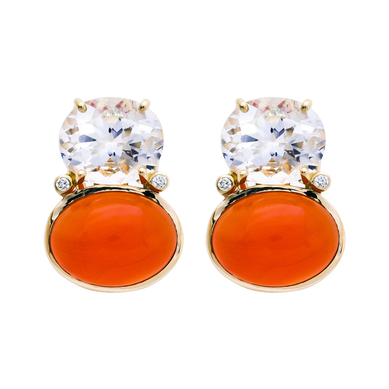 Earrings- Crystal, Cornelian and Diamond