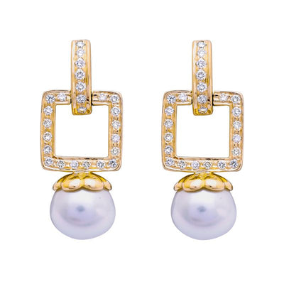 Earrings- South Sea Pearl and Diamond  (2201I)