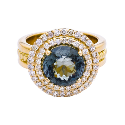Ring - Green Tourmaline And Diamond