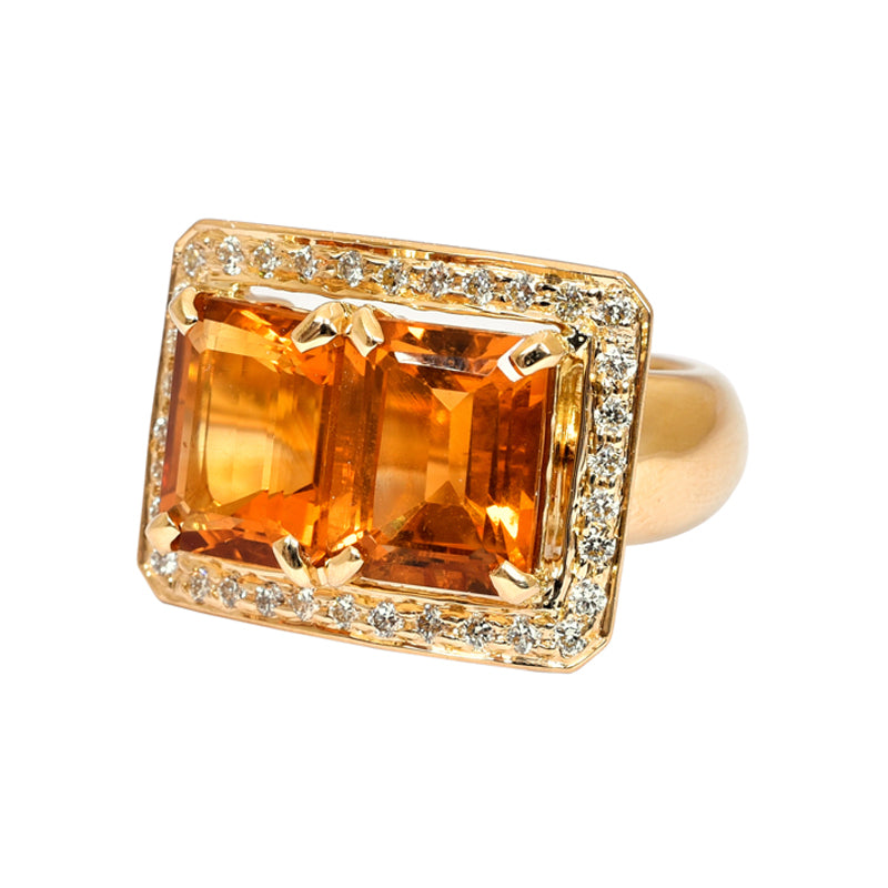 Ring- Citrine and Diamond in 18k Gold