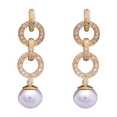 Earrings- South Sea Pearl and Diamond  (2203B)