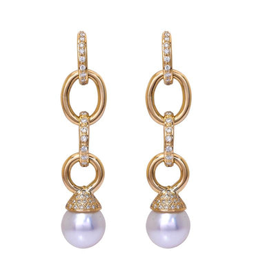 Earrings- South Sea Pearl and Diamond  (2203C)