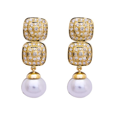 Earrings- South Sea Pearl and Diamond  (2203E)