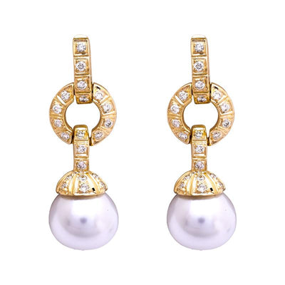Earrings- South Sea Pearl and Diamond  (2203G)