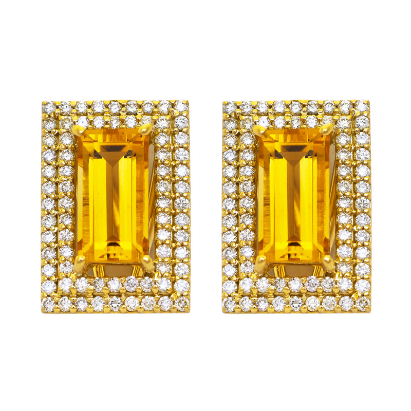 Earrings- Citrine and Diamond