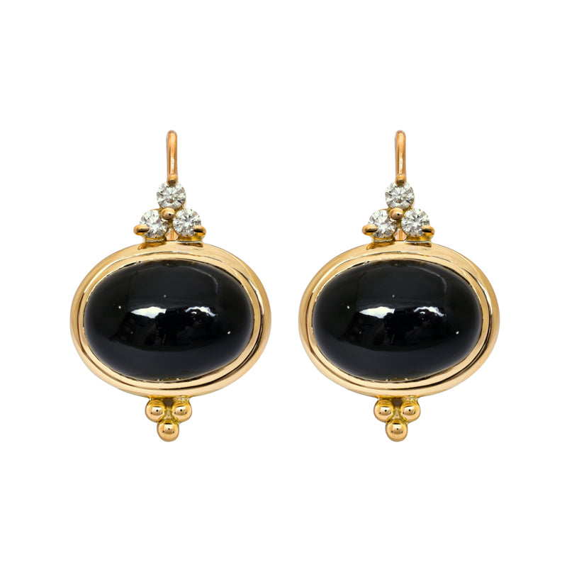 Earrings- Black Onyx and Diamond in 18K Gold