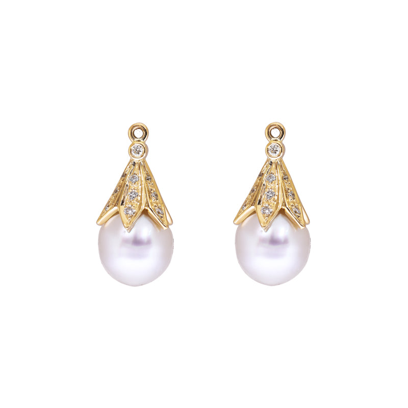 Drops - White South Sea Pearl and Diamond in 18K Gold | Singhvi Jewels