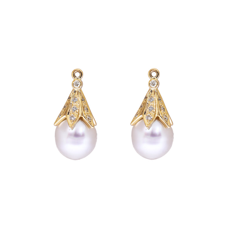 Drops - White South Sea Pearl and Diamond in 18K Gold