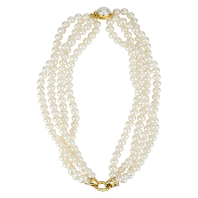 Neck Beads - Freshwater Pearl With 18K Gold And Diamond