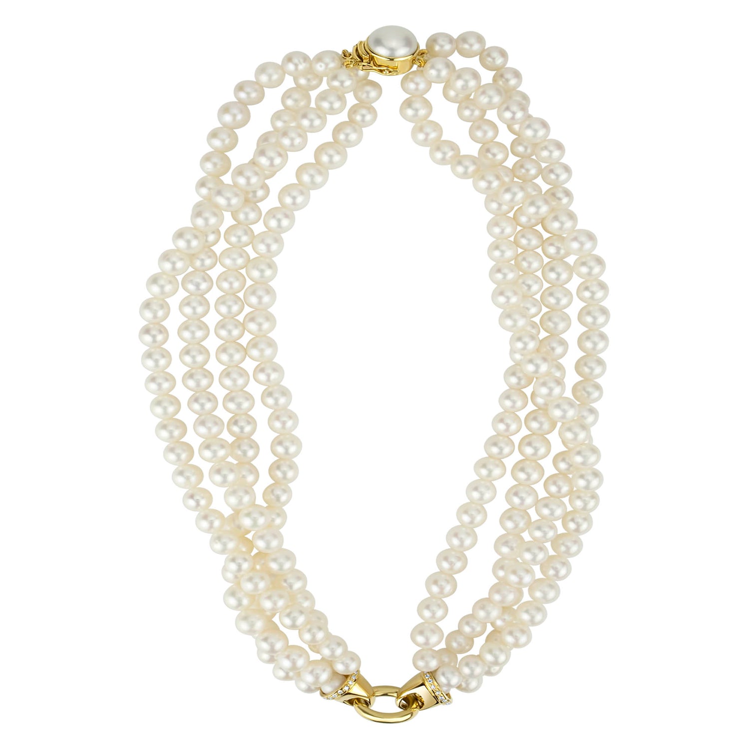 Neck-beads- Fresh Water Pearl With 18k Gold And Diamond (2209A) | Singhvi Jewels