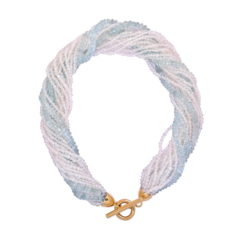 Toggle Necklace - Moonstone and Aquamarine | Singhvi Jewels