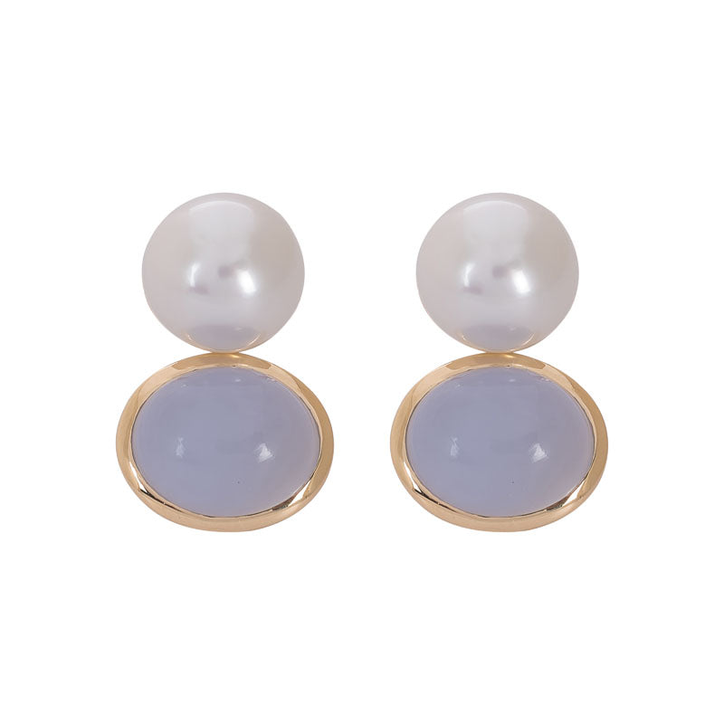 Earrings- Chalcedony and Pearl