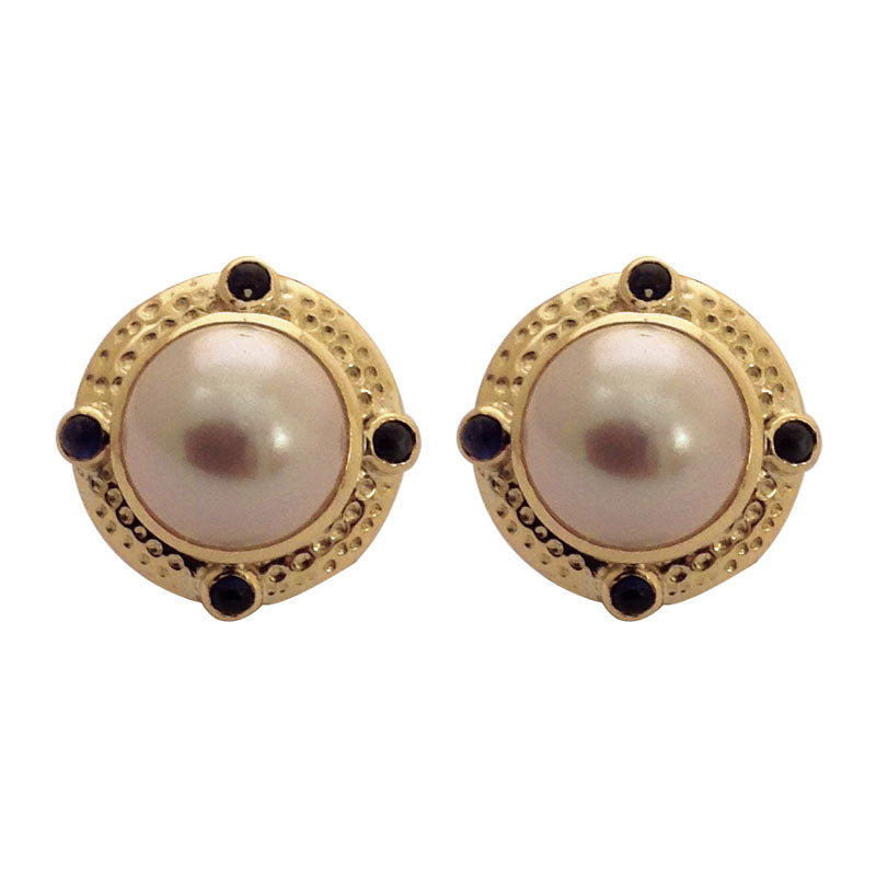 EARRINGS- BLUE SAPPHIRE AND PEARL IN 18K GOLD