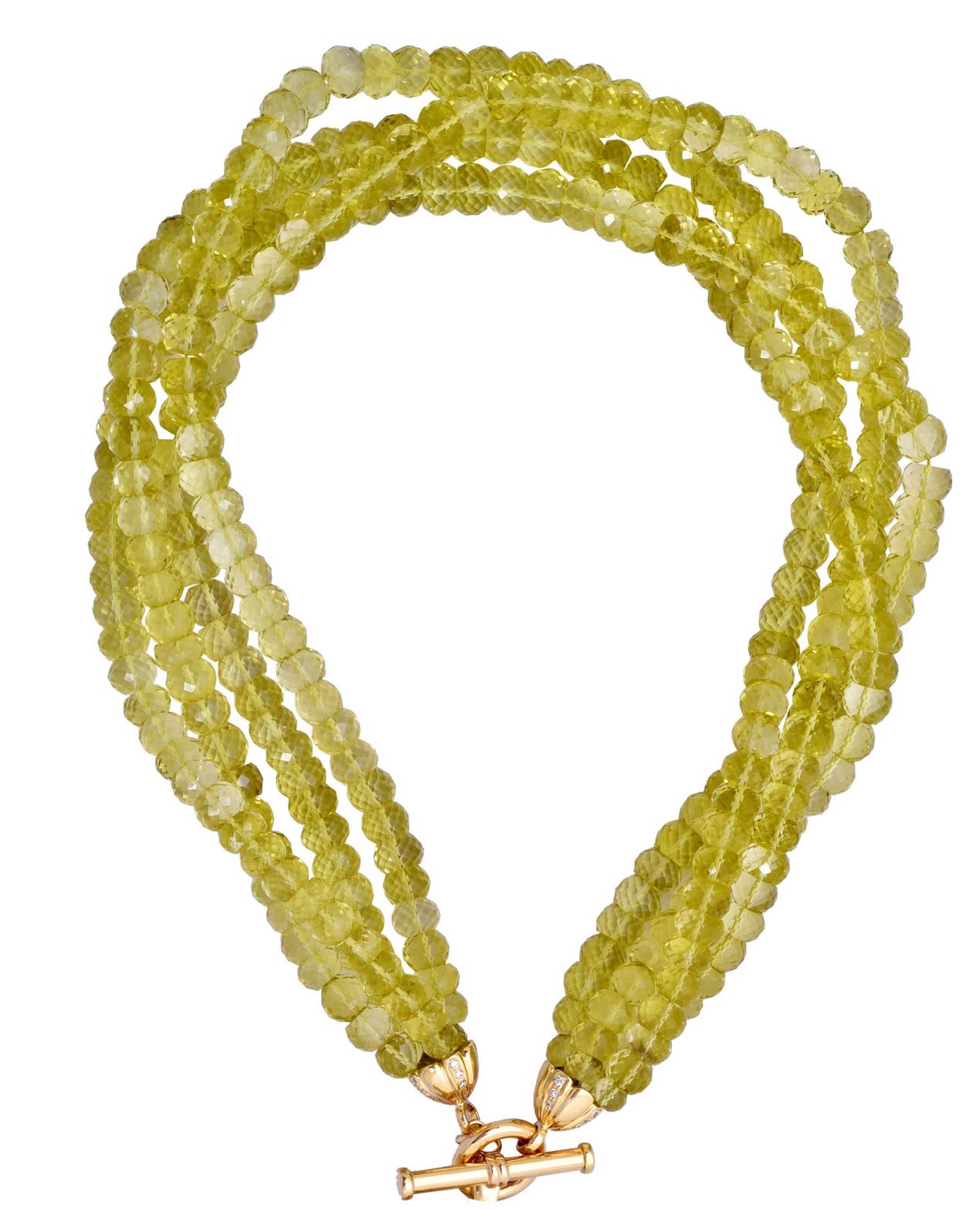 Neckbeads - Lemon Quartz Beads With 18k Toggle Lock Clasp | Singhvi Jewels