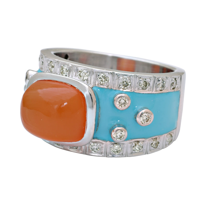 Ring - Cornelian and Diamond (Enamel) | Singhvi Jewels