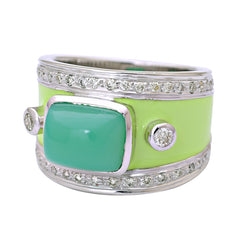 Ring-Chrysoprase and Diamond (Enamel)
