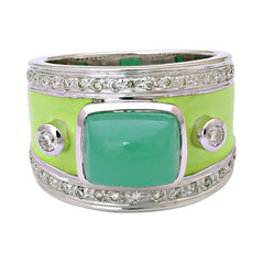 Ring-Chrysoprase and Diamond (Enamel)