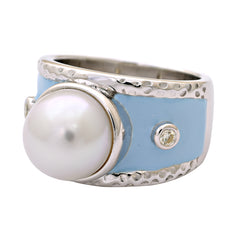 Ring-South Sea Pearl and Diamond (Enamel)