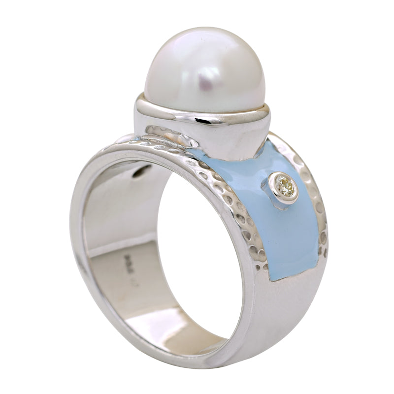 Ring-South Sea Pearl and Diamond (Enamel)