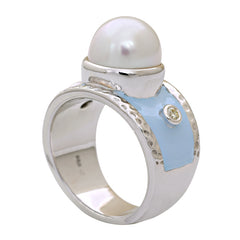 Ring-South Sea Pearl and Diamond (Enamel)