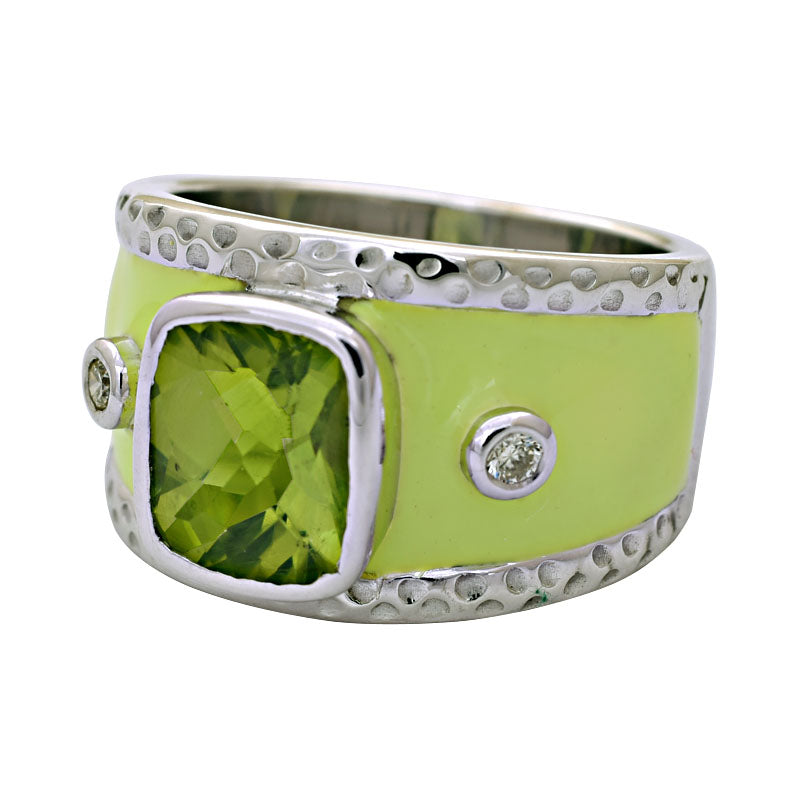 Ring - Peridot and Diamond (Enamel) | Singhvi Jewels