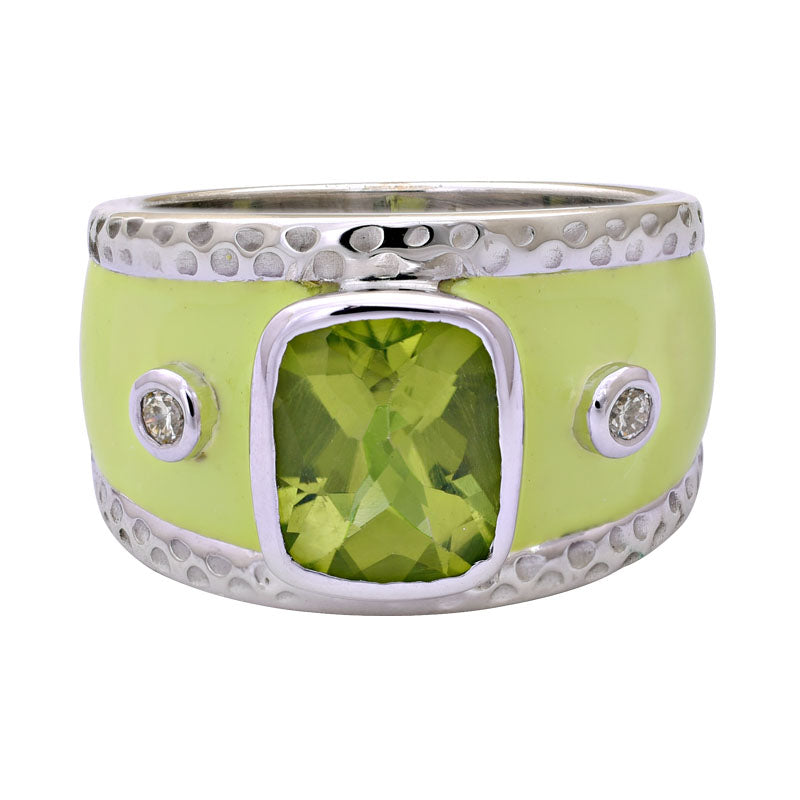 Ring - Peridot and Diamond (Enamel) | Singhvi Jewels
