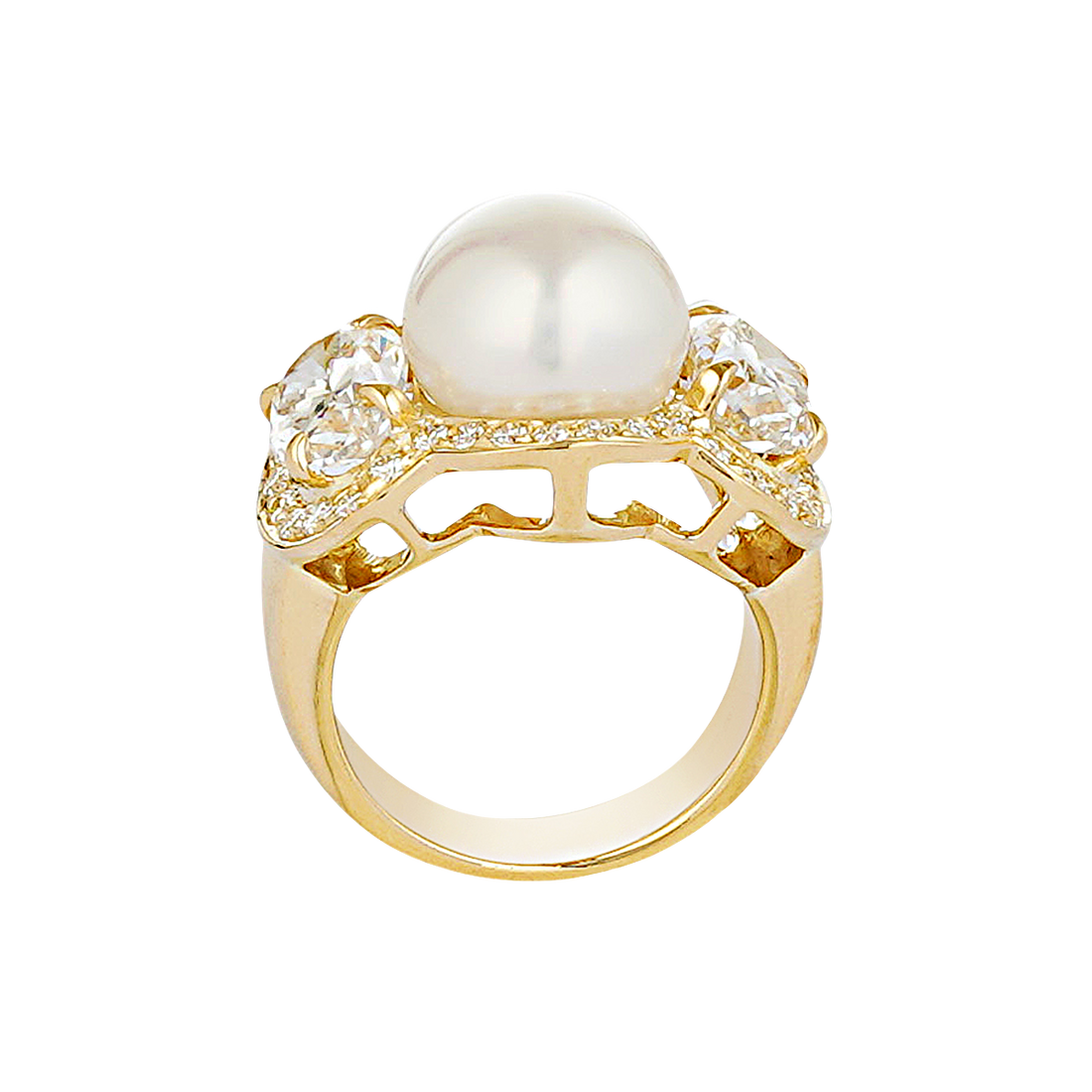 Ring - South Sea Pearl and Crystal | Singhvi Jewels