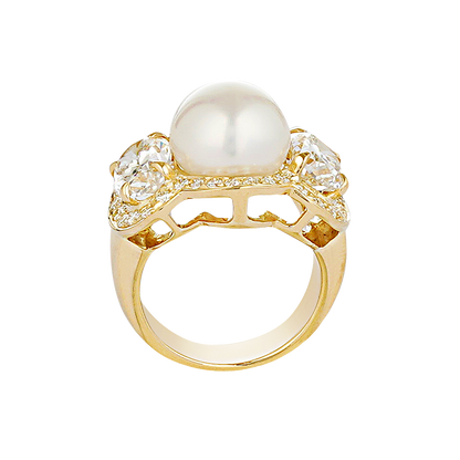 Ring - South Sea Pearl and Crystal | Singhvi Jewels