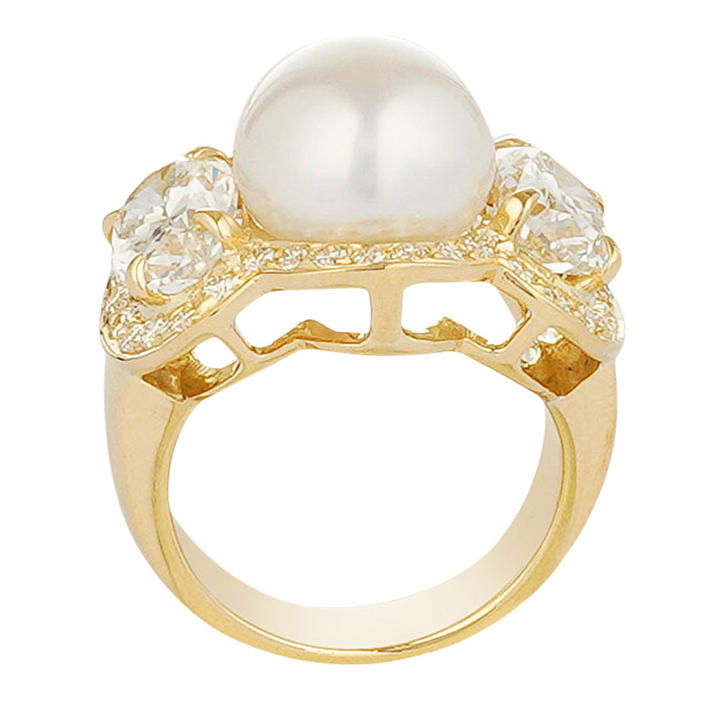 Ring - South Sea Pearl And Cubic Zirconia (2221B) | Singhvi Jewels
