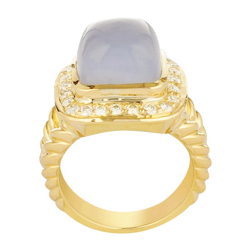Ring - Chalcedony and Diamond (2221C) | Singhvi Jewels