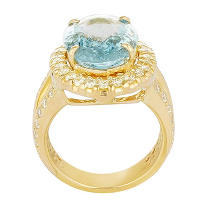 Ring - Aquamarine and Diamond (2221D) | Singhvi Jewels