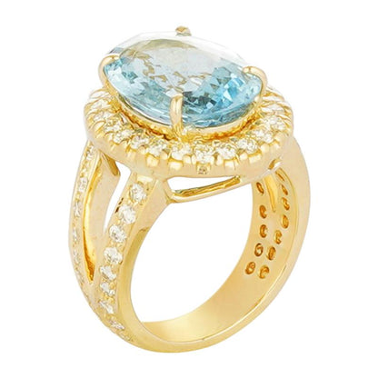 Ring - Aquamarine and Diamond (2221D) | Singhvi Jewels