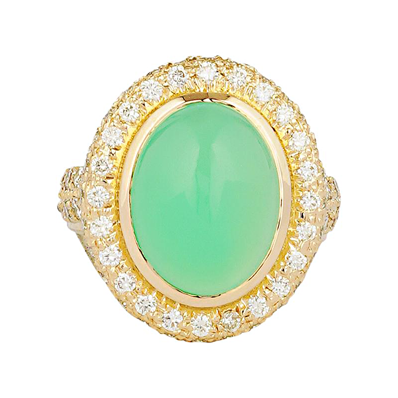 Ring - Chrysoprase and Diamond | Singhvi Jewels