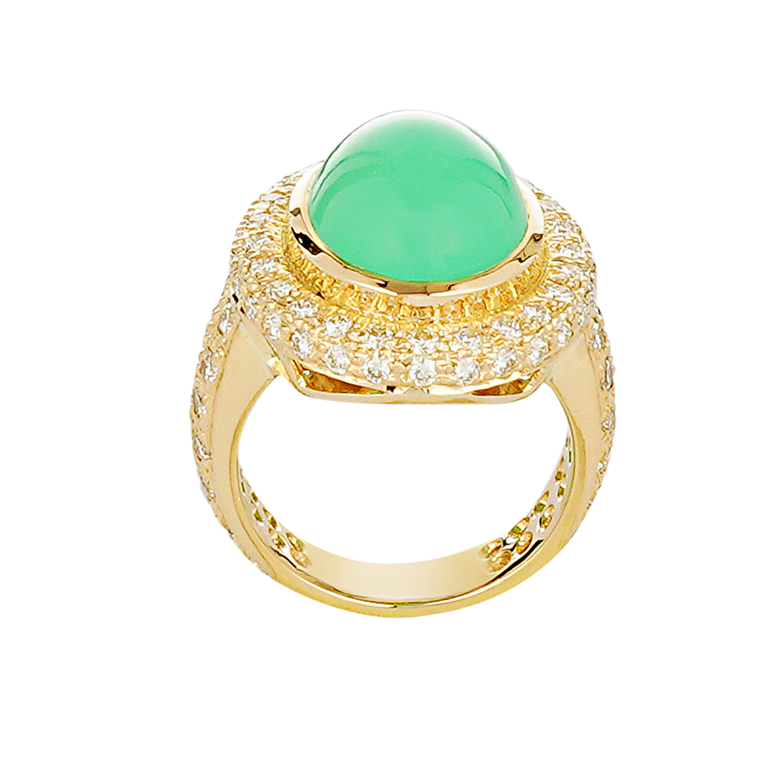 Ring - Chrysoprase and Diamond | Singhvi Jewels