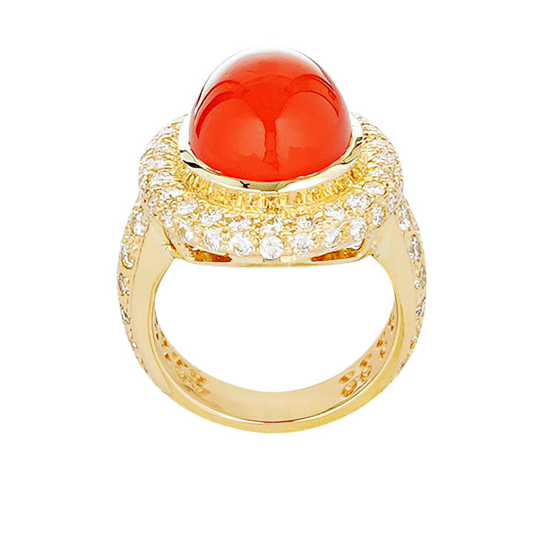 Ring - Cornellian and Diamond | Singhvi Jewels